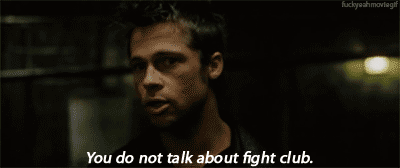 Image of Tyler Durden stating the Fight Club rules